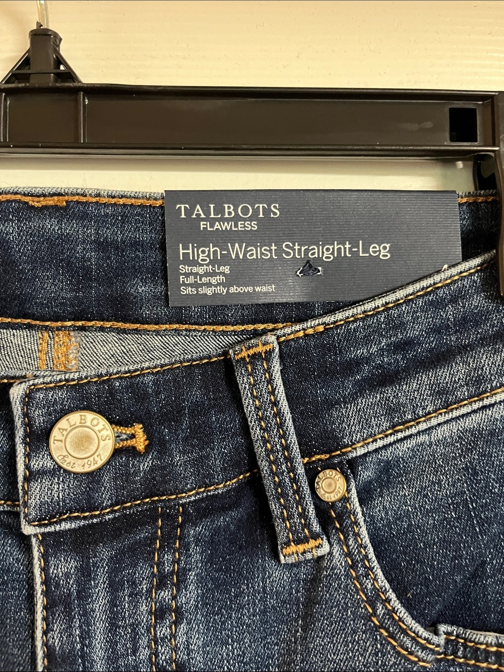 Talbots High-Waist Straight-Leg Jeans - 4 Dark Blue Denim